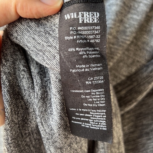 WILFRED FREE Heathered Grey Long Sleeve Back Cut Out Top Size Medium - Picture 8 of 9